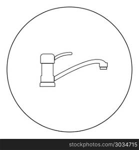 Tap or faucet sign icon outline black color in circle vector illustration