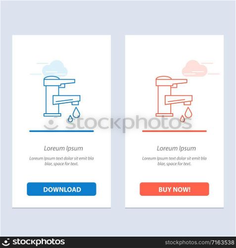 Tap water, Hand, Tap, Water, Faucet, Drop Blue and Red Download and Buy Now web Widget Card Template