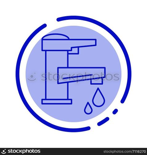 Tap water, Hand, Tap, Water, Faucet, Drop Blue Dotted Line Line Icon
