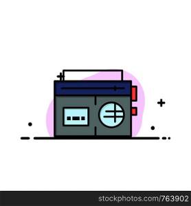 Tape, Radio, Music, Media Business Flat Line Filled Icon Vector Banner Template