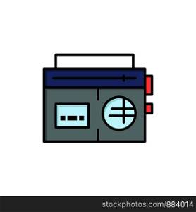 Tape, Radio, Music, Media Flat Color Icon. Vector icon banner Template