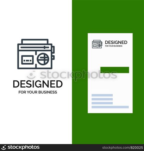 Tape, Radio, Music, Media Grey Logo Design and Business Card Template