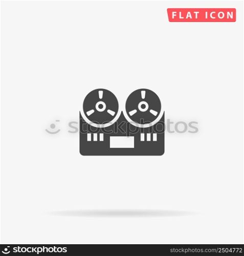 Tape Recorder flat vector icon. Glyph style sign. Simple hand drawn illustrations symbol for concept infographics, designs projects, UI and UX, website or mobile application.. Tape Recorder flat vector icon