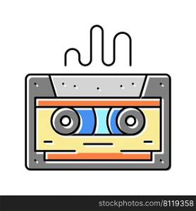 tape with music color icon vector. tape with music sign. isolated symbol illustration. tape with music color icon vector illustration