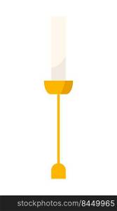 Taper candle in holder semi flat color vector object. Thanksgiving centerpiece. Decor for dining table. Full sized item on white. Simple cartoon style illustration for web graphic design and animation. Taper candle in holder semi flat color vector object