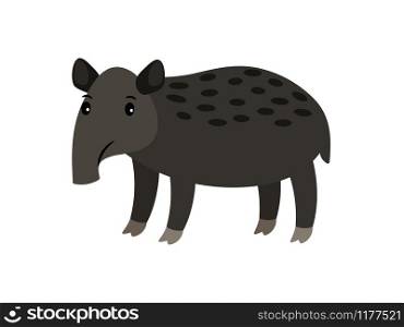 Tapir cute cartoon icon on white backdrop, vector illustration. Tapir cartoon icon
