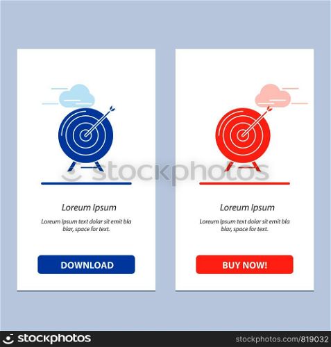 Target, Aim, Archive, Business, Goal, Mission, Success Blue and Red Download and Buy Now web Widget Card Template
