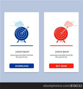 Target, Aim, Archive, Business, Goal, Mission, Success Blue and Red Download and Buy Now web Widget Card Template