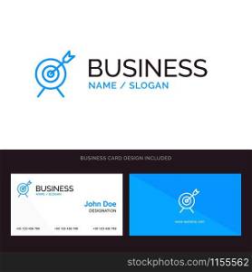 Target, Aim, Goal Blue Business logo and Business Card Template. Front and Back Design