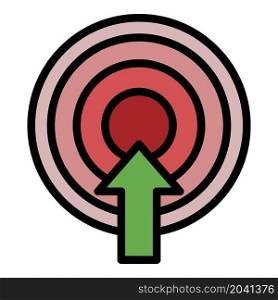 Target and arrow icon. Outline target and arrow vector icon color flat isolated. Target and arrow icon color outline vector