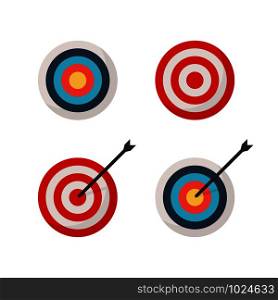 target and arrow set of colored icons in flat style, vector. target and arrow set of colored icons in flat style