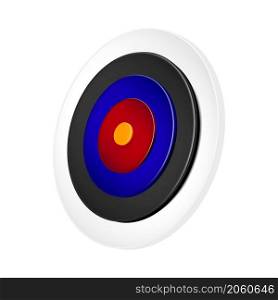Target archery bullseye game goal. Aim background. Dart dartboard. Hit sport. Shot archery mark circle. Target center 3d realistic vector. Target archery bullseye game vector