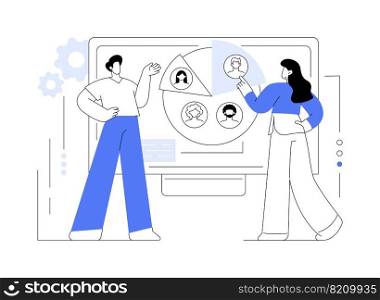 Target audience abstract concept vector illustration. Market segmentation, online digital markeing, media content c&aign, user engagement and interaction, promotion channels abstract metaphor.. Target audience abstract concept vector illustration.