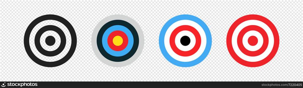 Target, business logo. Dart arrow icon set. Dartboard simple symbol, goal sign in vector flat style.