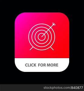 Target, Dart, Goal, Focus Mobile App Button. Android and IOS Line Version