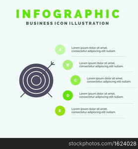 Target, Dart, Goal, Focus Solid Icon Infographics 5 Steps Presentation Background