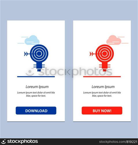 Target, Darts, Goal, Solution, Bulb, Idea Blue and Red Download and Buy Now web Widget Card Template