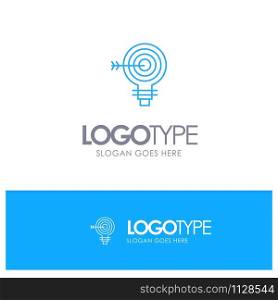 Target, Darts, Goal, Solution, Bulb, Idea Blue outLine Logo with place for tagline