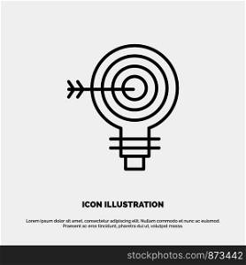 Target, Darts, Goal, Solution, Bulb, Idea Line Icon Vector