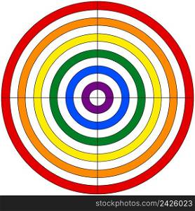 Target for shooting colors of the LGBT flag, vector target LGBT symbol anti homophobia, sign for a meeting place pride party