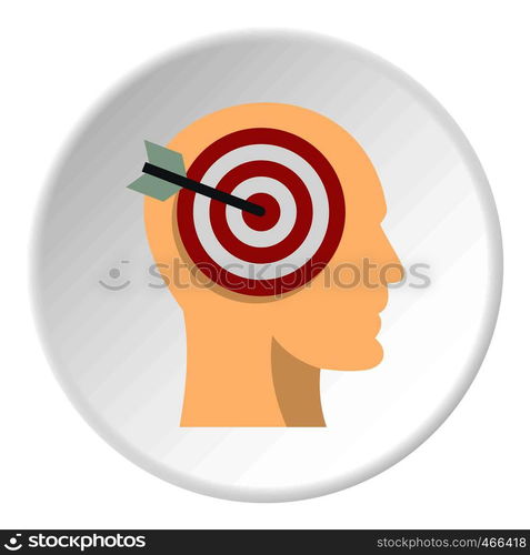 Target goal in human head icon in flat circle isolated on white background vector illustration for web. Target goal in human head icon circle