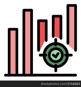 Target graph finance icon. Outline target graph finance vector icon color flat isolated. Target graph finance icon color outline vector