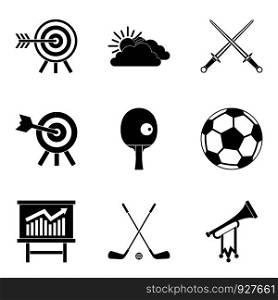 Target hit icons set. Simple set of 9 target hit vector icons for web isolated on white background. Target hit icons set, simple style