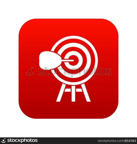 Target icon digital red for any design isolated on white vector illustration. Target icon digital red