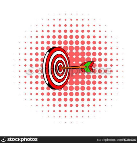 Target icon in comics style isolated on white background. Target icon, comics style