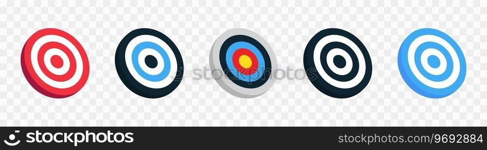 Target icon set. Archery target isolated on transparent background. Bullseye concept vector illustration. Vector graphic EPS 10