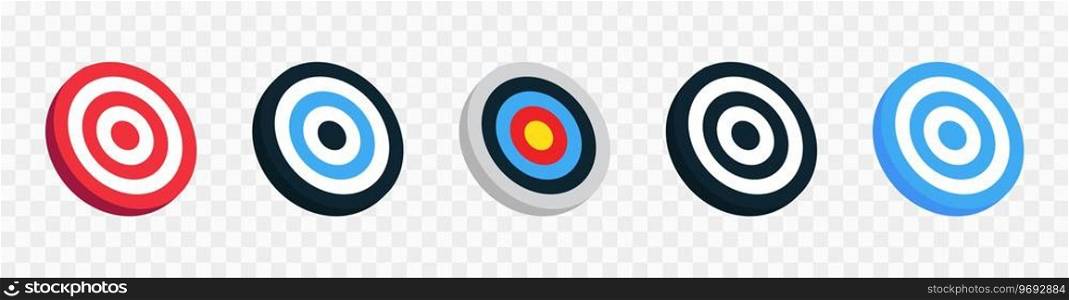 Target icon set. Archery target isolated on transparent background. Bullseye concept vector illustration. Vector graphic EPS 10