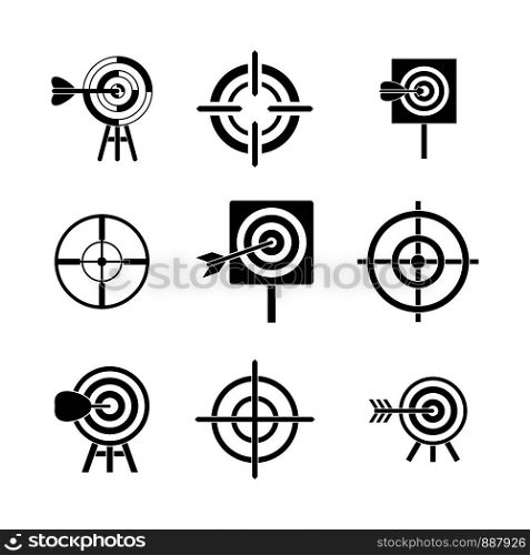 Target icon set. Simple set of target vector icons for web design isolated on white background. Target icon set, simple style