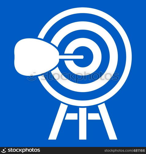 Target icon white isolated on blue background vector illustration. Target icon white