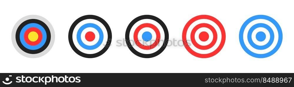 Target icons. A set of goals. Concept of strategy and business success. Vector illustration