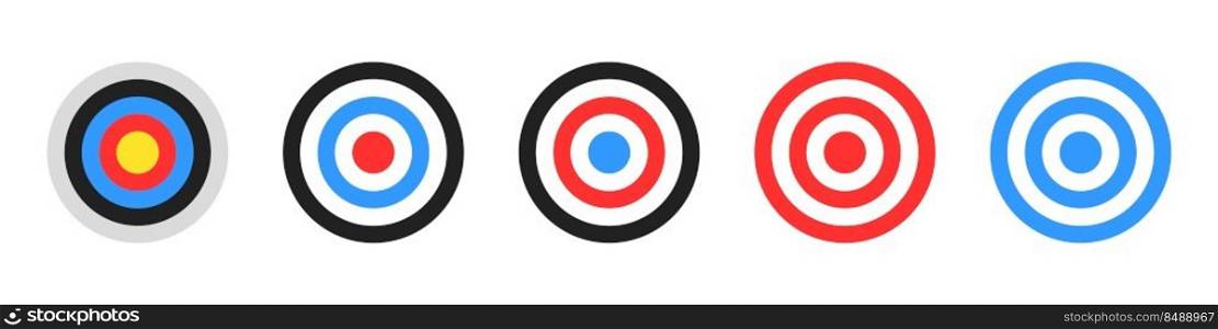 Target icons. A set of goals. Concept of strategy and business success. Vector illustration