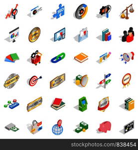 Target icons set. Isometric style of 36 target vector icons for web isolated on white background. Target icons set, isometric style