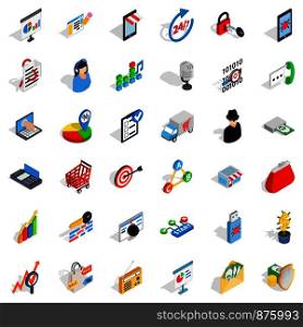 Target icons set. Isometric style of 36 target vector icons for web isolated on white background. Target icons set, isometric style