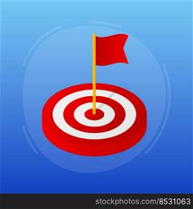 Target in flat style on blue background. Illustration vector flat. Target customer concept.. Target in flat style on blue background. Illustration vector flat. Target customer concept