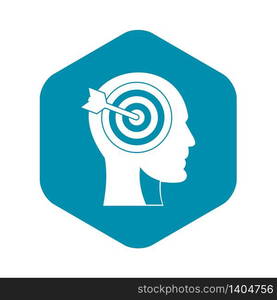 Target in human head icon. Simple illustration of target in human head vector icon for web. Target in human head icon, simple style