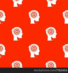 Target in human head pattern repeat seamless in orange color for any design. Vector geometric illustration. Target in human head pattern seamless