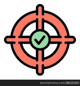 Target key point icon outline vector. Business word. Check main color flat. Target key point icon vector flat