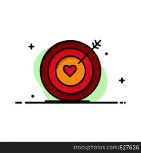 Target, Love, Heart, Wedding Business Logo Template. Flat Color