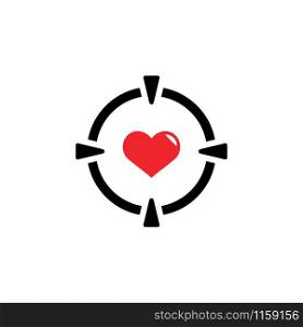 Target love icon design template vector isolated illustration. Target love icon design template vector isolated