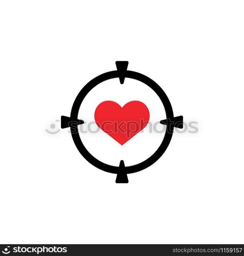 Target love icon design template vector isolated illustration. Target love icon design template vector isolated