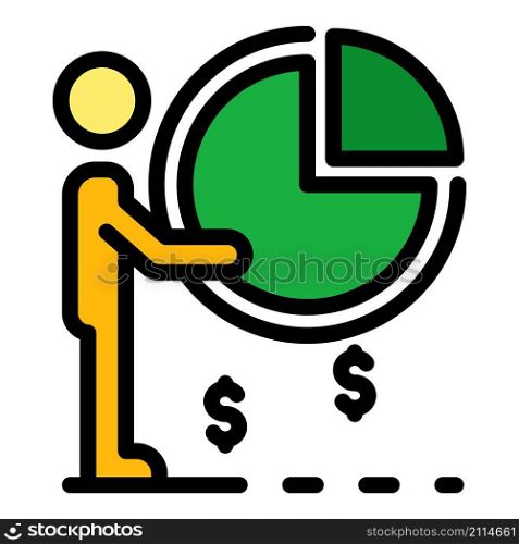 Target money pie chart icon. Outline target money pie chart vector icon color flat isolated. Target money pie chart icon color outline vector