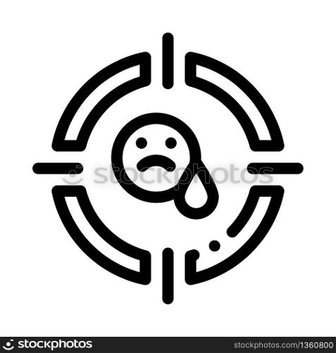 target on sad person icon vector. target on sad person sign. isolated contour symbol illustration. target on sad person icon vector outline illustration