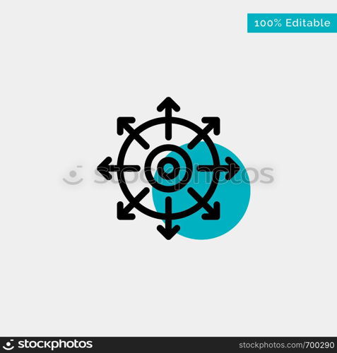Target, Point, Achieve, Success turquoise highlight circle point Vector icon