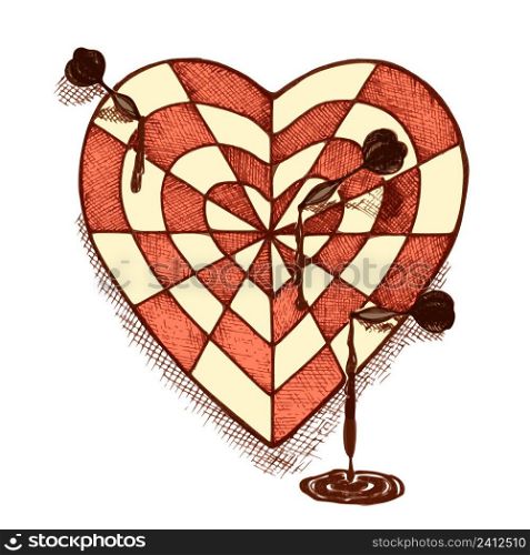 Target shaped heart with arrows emblem vector illustration