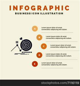Target, Success, Goal, Focus Solid Icon Infographics 5 Steps Presentation Background
