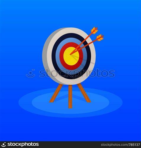Target with an arrow flat icon concept market goal picture image. Concept target market, audience, group, consumer. Vector stock illustration.. Target with an arrow flat icon concept market goal picture image. Concept target market, audience, group, consumer. Vector illustration.